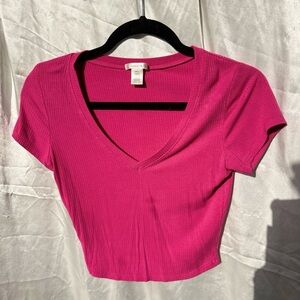 Pink V-Neck Women's Top